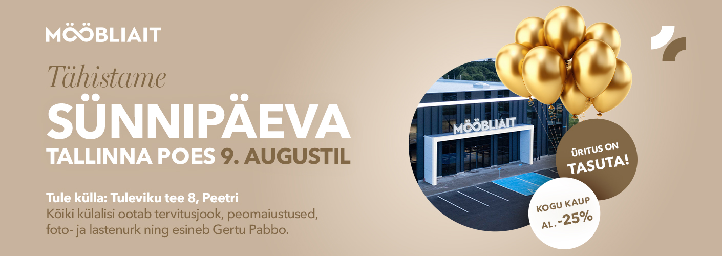 Tähistame sünnipäeva Tallinna poes 9. augustil. Tule külla: Tuleviku tee 8, Peetri.