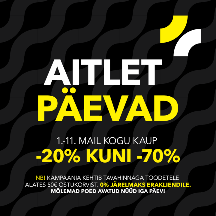 Aitlet päevad 01.05-11.05. Kogu kaup -20% kuni -70%. NB! Kampaania kehtib tavahinnaga toodetele alates 50€ ostukorvist.