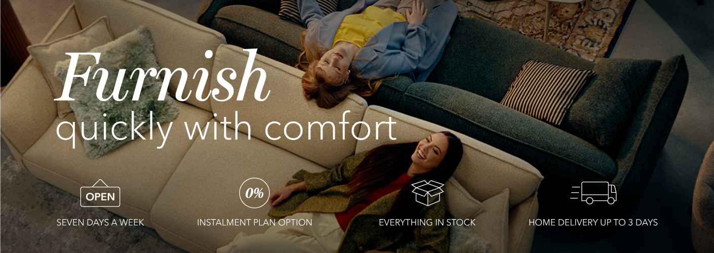 Furnish quickly with comfort Refreshing your home doesn't have to be complicated. At Mööbliait, you'll find a wide selection of furniture that's in stock and can be delivered to your home in as little as 3 days. ✔ Open seven days a week ✔ 0% installment plan option ✔ Everything in stock ✔ Home delivery in up to 3 days