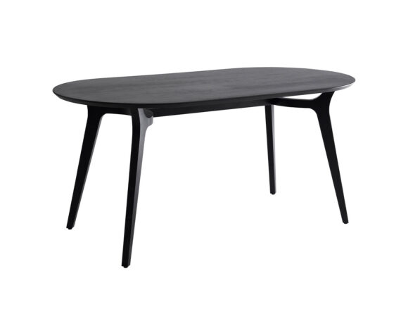 Garbo ovaalne söögilaud must külgvaade