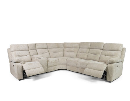 Gilly elektriline recliner nurgadiivan beež avadud vaade