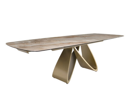 Aurum söögilaud (pikendatav) helepruun marmor külgvaade