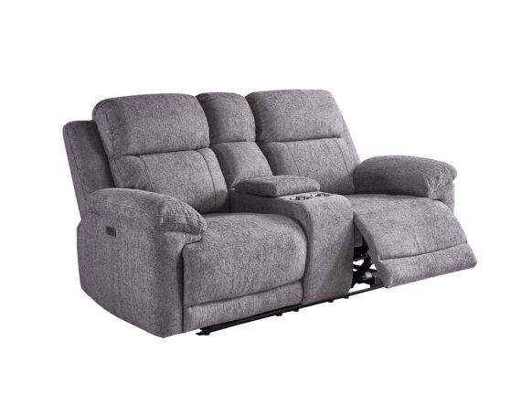 Olsen 2-kohaline recliner diivan (elektriline) helehall külgvaade